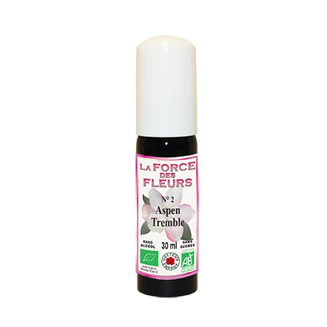 La Force des Fleurs N°02 Aspen / Tremble Fleurs de Bach - Bio - Sans sucres - Sans alcool - 30ml